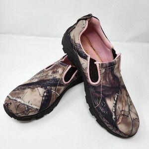 HTC‎ Camo Slip On Shoes Comfort Casual Loafers Pink Accent Size (See Pics)